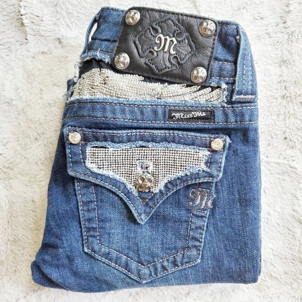 Miss Me Studded Angel Wings Skinny | 26